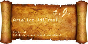 Antalicz József névjegykártya